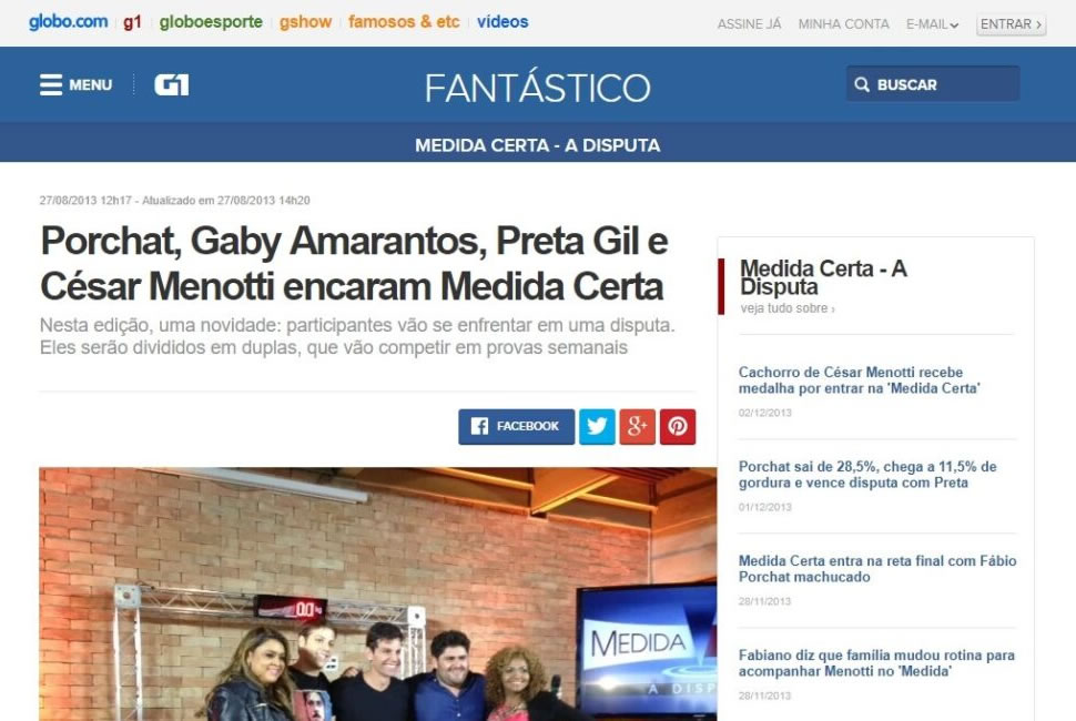 Clipagem: Globo – Fantástico – Medida Certa – Porchat, Gaby Amarantos, Preta Gil e César Menotti encaram Medida Certa